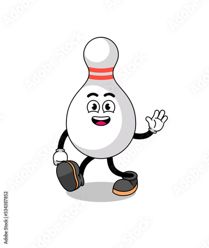 bowling pin cartoon walking