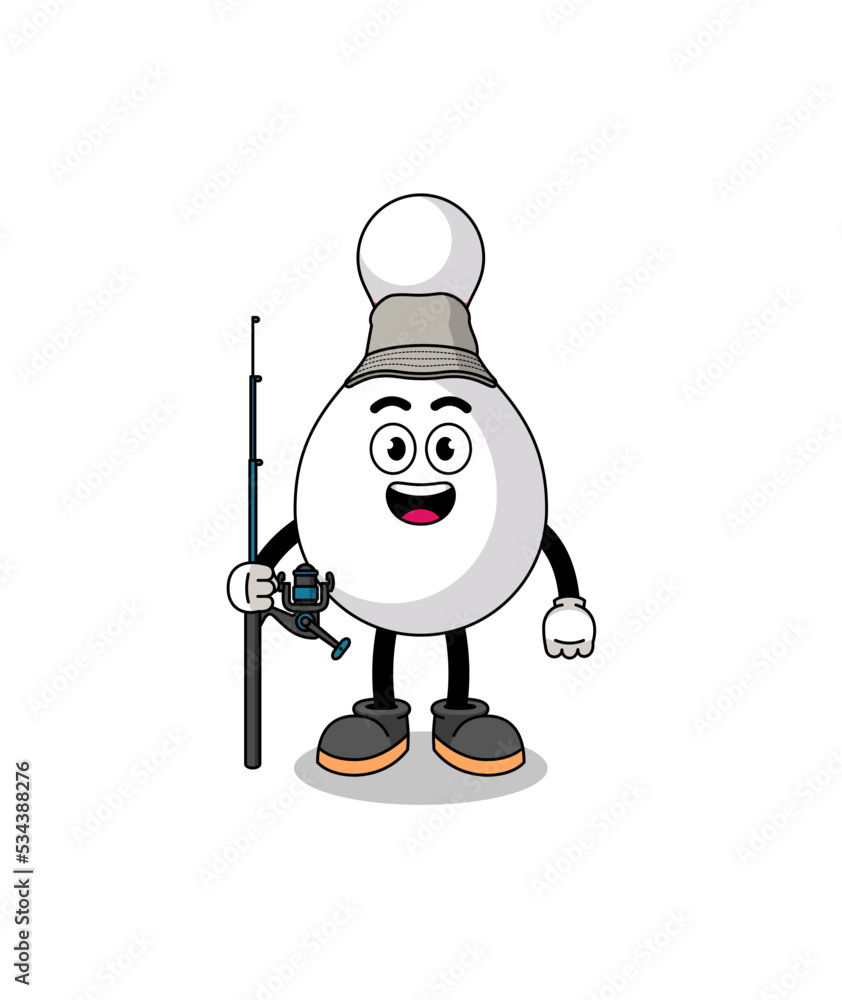 Mascot Illustration of bowling pin fisherman Mascot Illustration of bowling pin fisherman