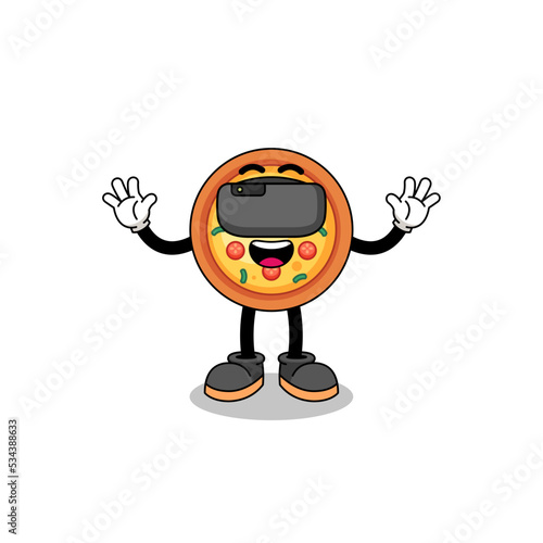Illustration of pizza with a vr headset