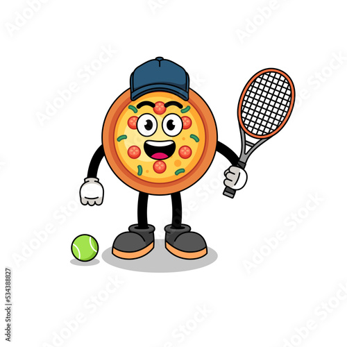 pizza illustration as a tennis player