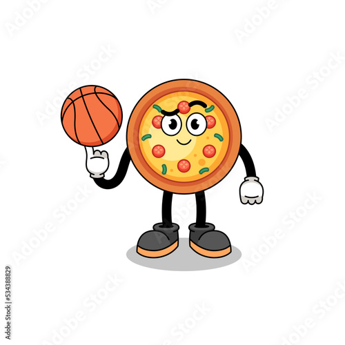 pizza illustration as a basketball player