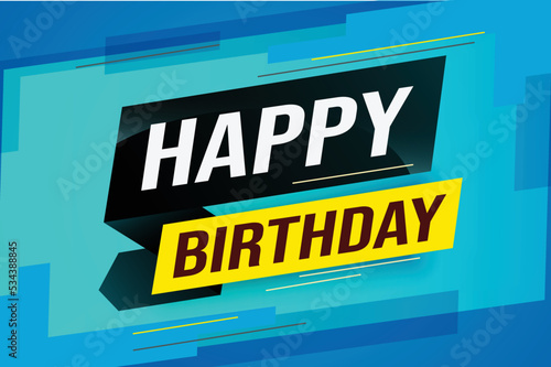 happy birthday word concept vector illustration with blue lines modern futuristic 3d style for landing page template web mobile app poster banner flyer background gift card coupon label wallpaper