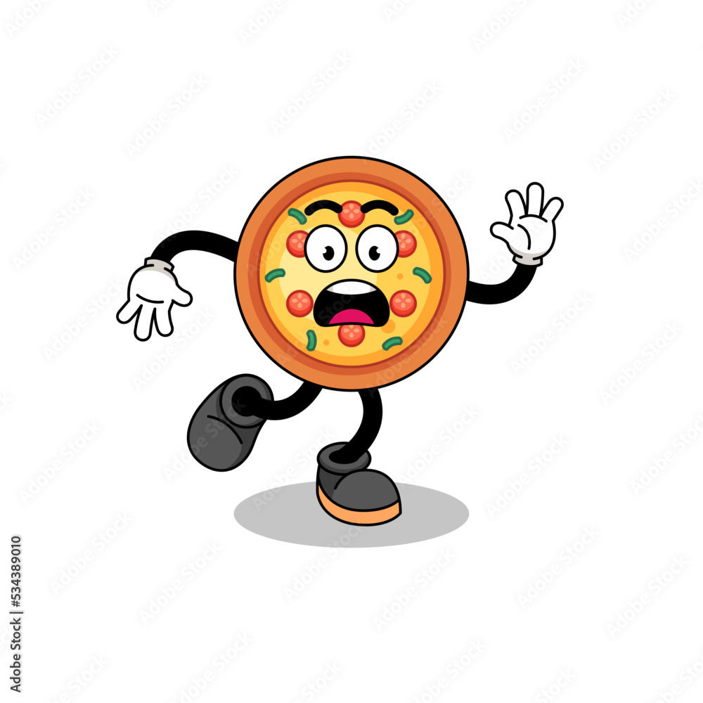slipping pizza mascot illustration slipping pizza mascot illustration