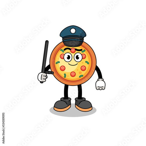 Cartoon Illustration of pizza police