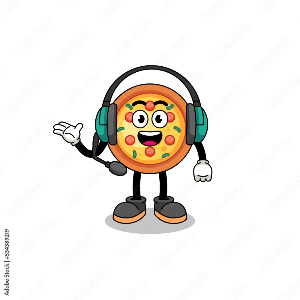 Mascot Illustration of pizza as a customer services