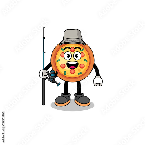 Mascot Illustration of pizza fisherman