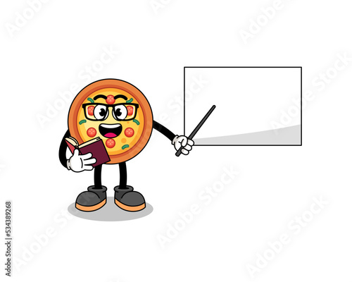 Mascot cartoon of pizza teacher