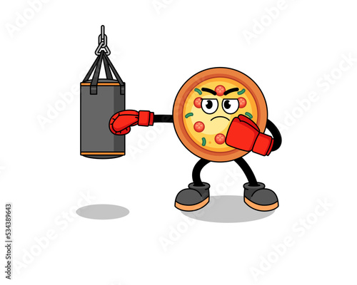 Illustration of pizza boxer