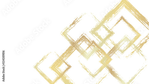 金色の四角いブラシストロークが重なるベクター背景イラスト