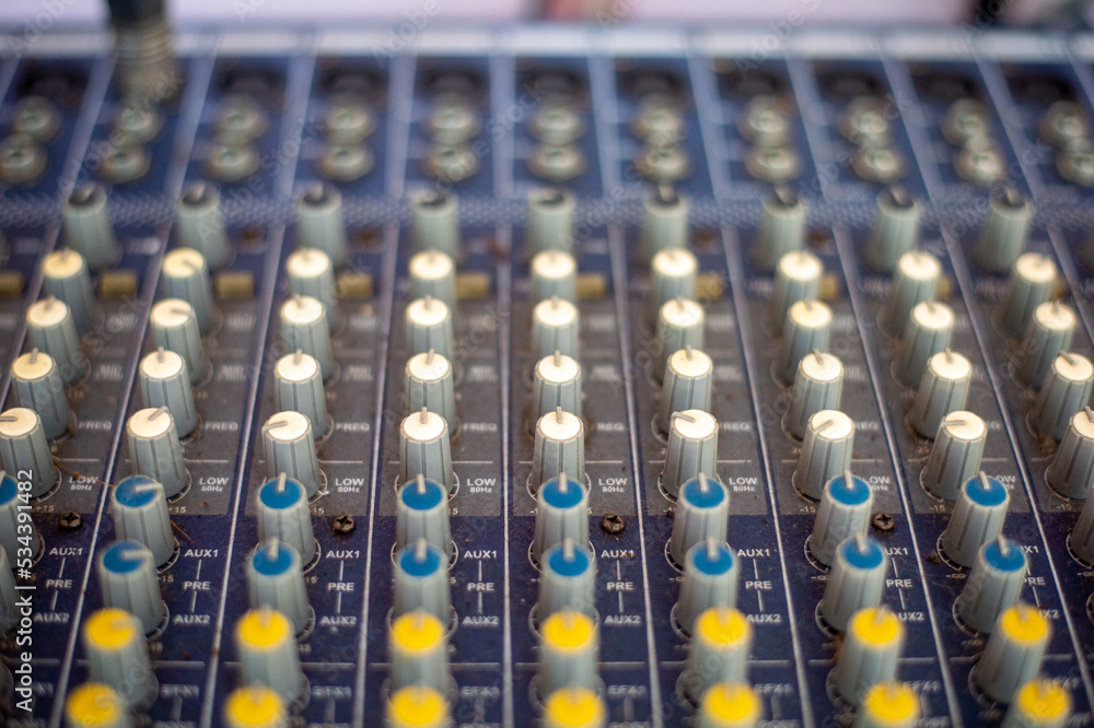 sound check for concert, mixer control, music engineer, backstage sound check for concert, mixer control, music engineer, backstage