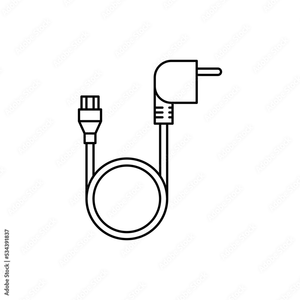 Power Cable icon in line style icon, isolated on white background Power Cable icon in line style icon, isolated on white background