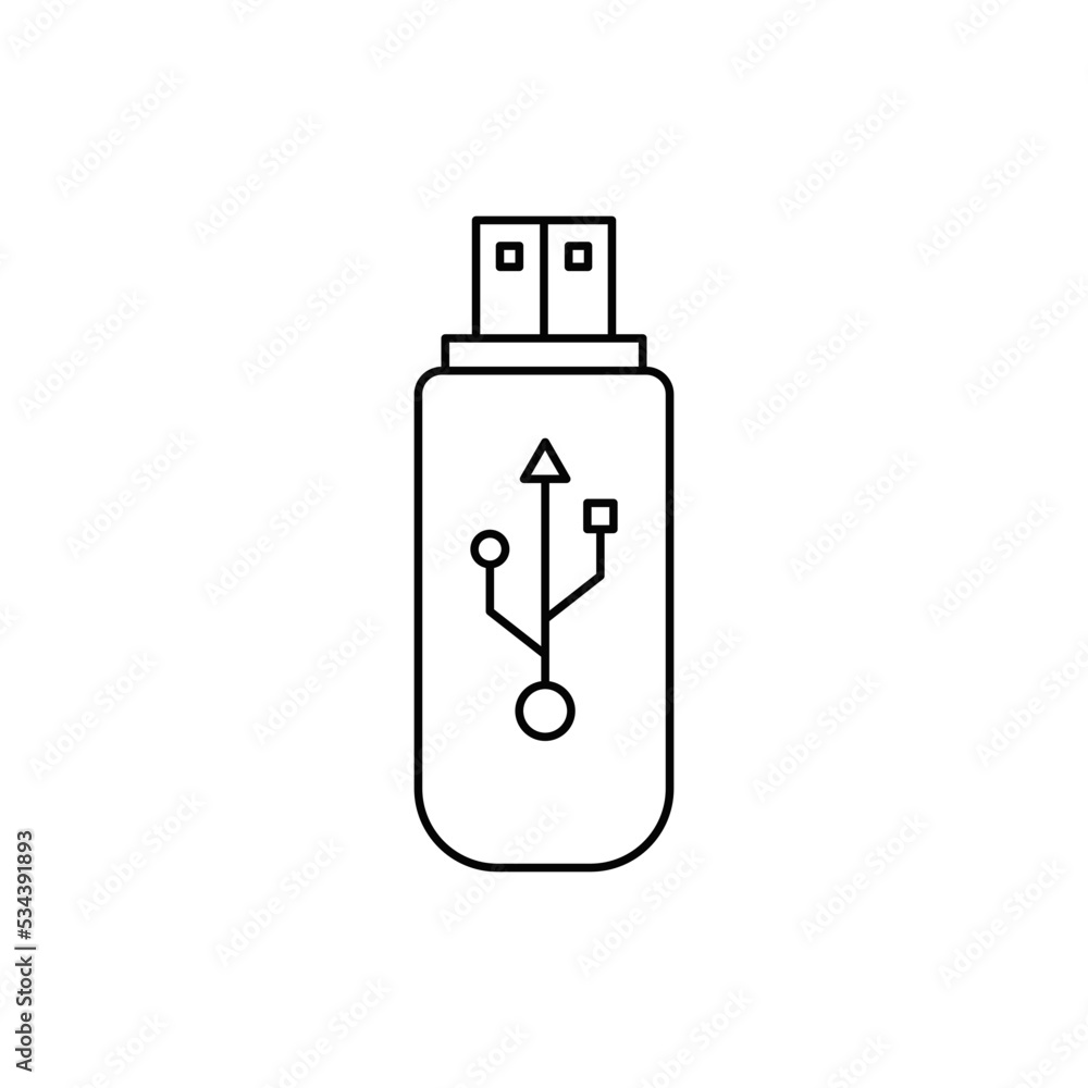 Flash drive, USB stick icon in line style icon, isolated on white background Flash drive, USB stick icon in line style icon, isolated on white background