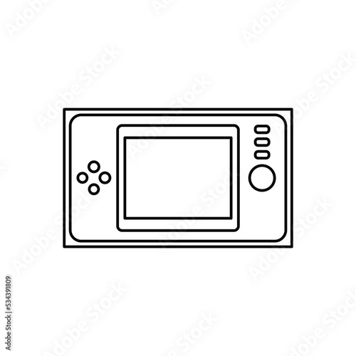 Vintage portable game console icon in line style icon, isolated on white background