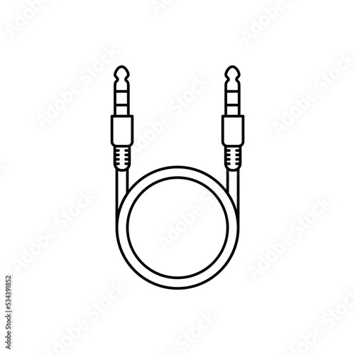 Audio jack cable icon in line style icon, isolated on white background