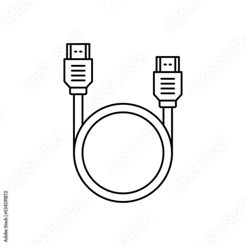 HDMI cable icon in line style icon, isolated on white background