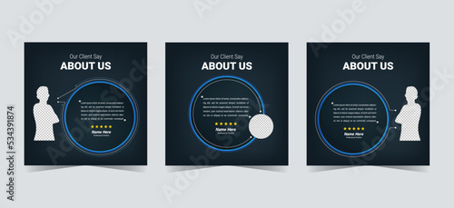 Luxury client testimonial template. Black gold customer feedback frame layout with glitter and star. Vector eps10 illustration