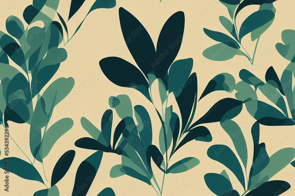 Fototapeta premium Tropical seamless natural pattern of exotic leaves. floral background
