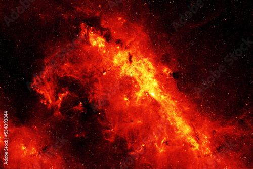 Bright red space nebula. Elements of this image furnished by NASA