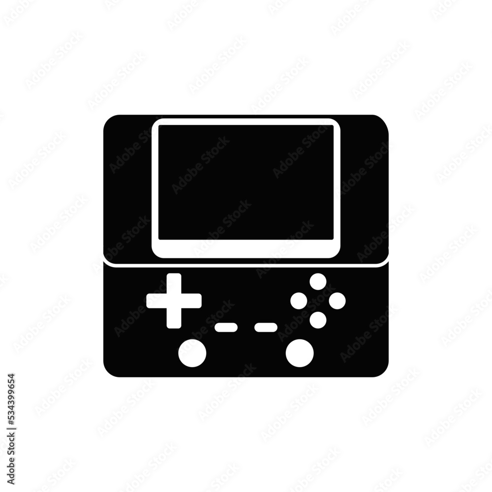 Portable game console icon in black flat glyph, filled style isolated on white background Portable game console icon in black flat glyph, filled style isolated on white background