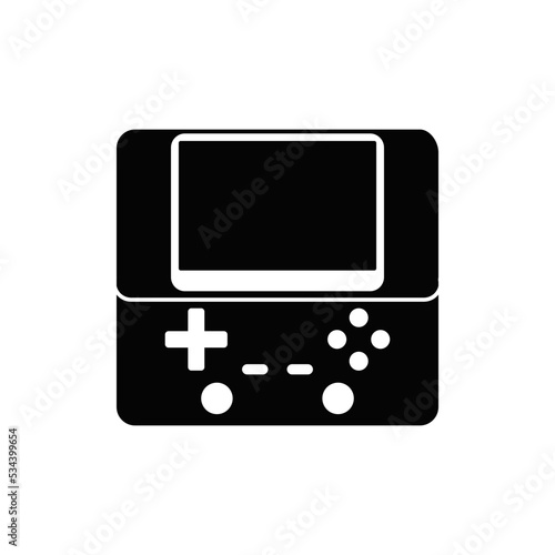 Portable game console icon in black flat glyph, filled style isolated on white background