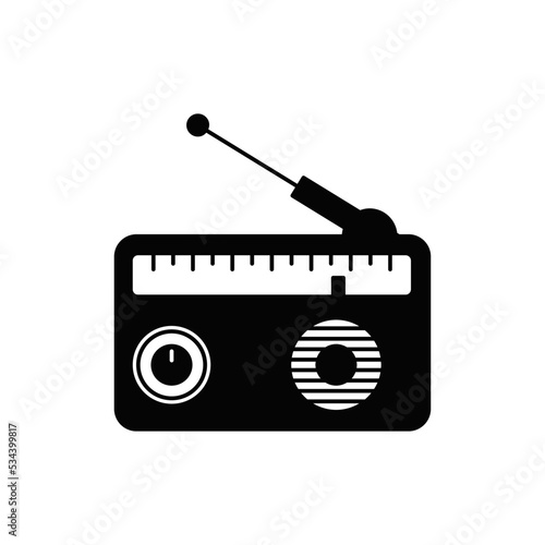 radio icon in black flat glyph, filled style isolated on white background