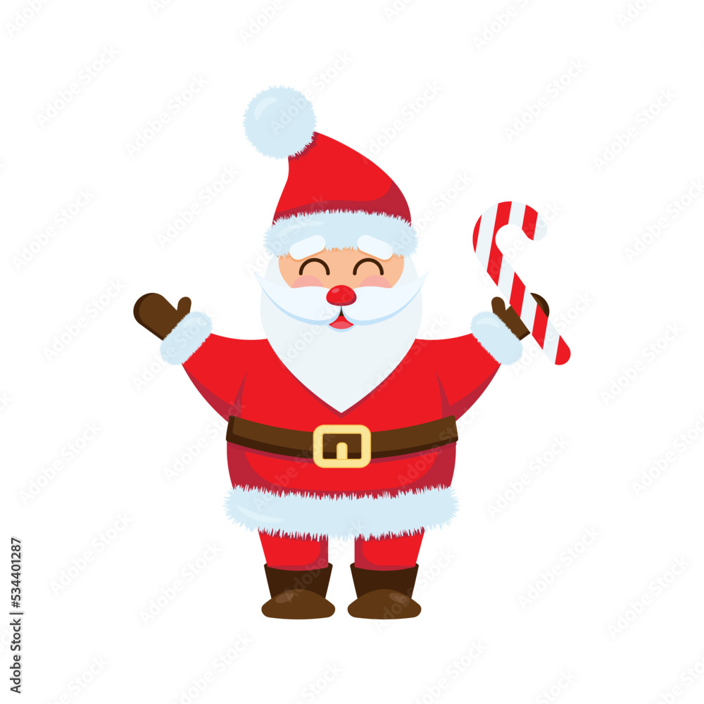 Cute Santa Claus with a striped cane Cute Santa Claus with a striped cane