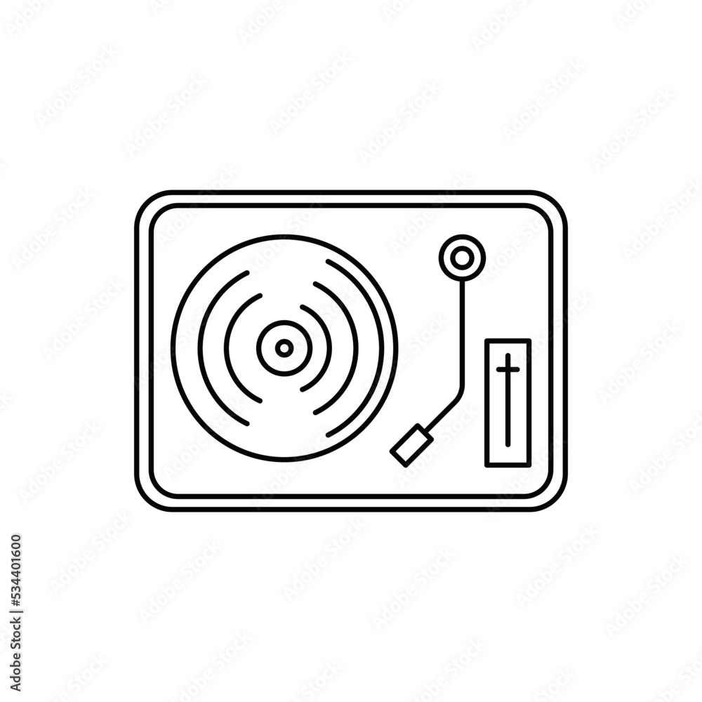 Vinyl player, turntable vinyl icon in line style icon, isolated on white background Vinyl player, turntable vinyl icon in line style icon, isolated on white background