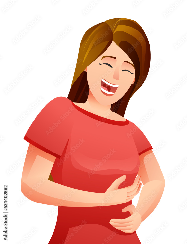 Happy woman laughing loud cartoon illustration Happy woman laughing loud cartoon illustration