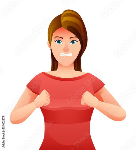 Angry woman expression character vector illustration