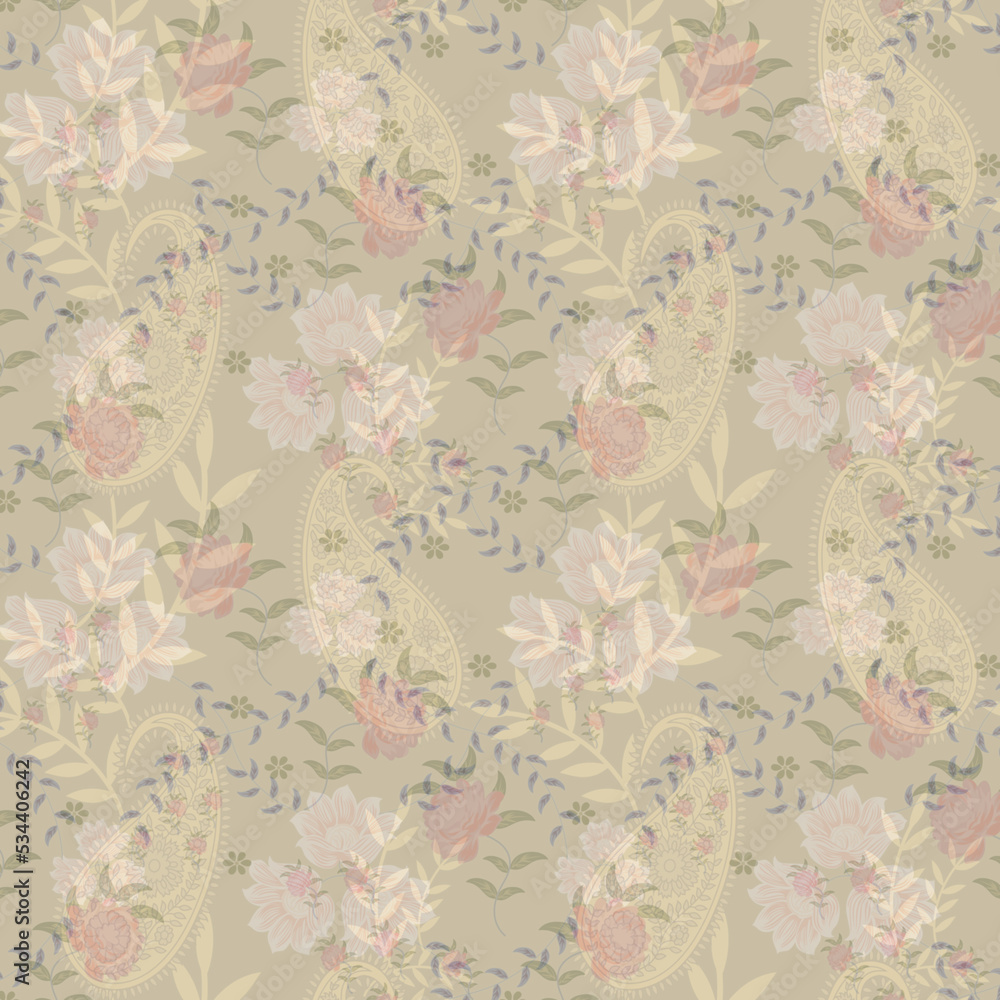 seamless traditional Indian paisley pattern on background
seamless traditional Indian paisley pattern on background