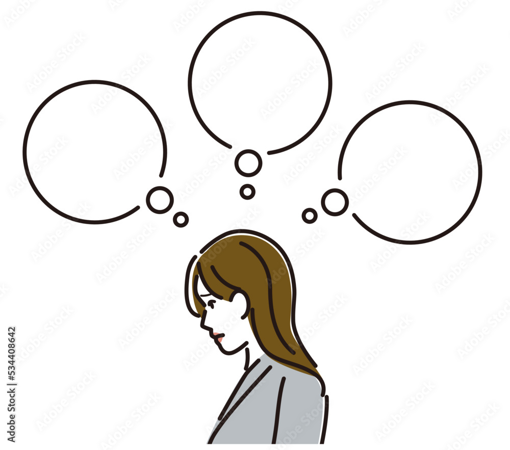 女性 会社員 落ち込む 横顔 女性 会社員 落ち込む 横顔