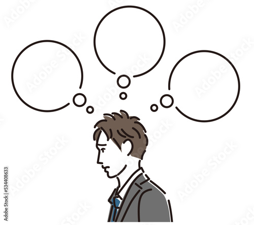 男性　会社員　落ち込む　横顔
