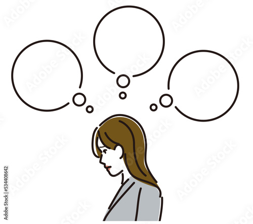 女性　会社員　落ち込む　横顔