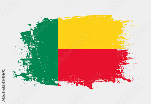 Brush painted national emblem of Benin country on white background