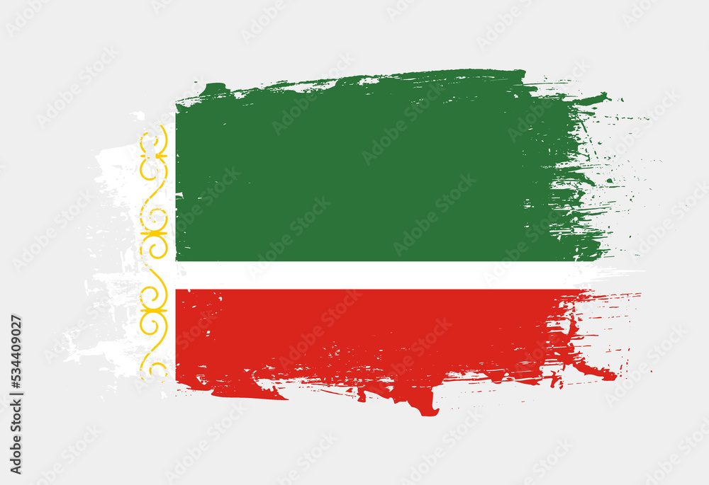 Brush painted national emblem of Chechnya country on white background Brush painted national emblem of Chechnya country on white background