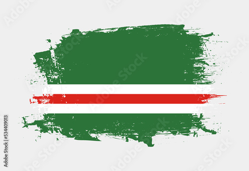 Brush painted national emblem of Chechen Republic of Ichkeria country on white background