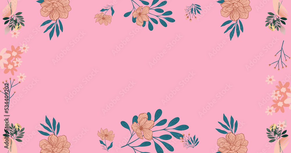 Image of flower frame on pink background