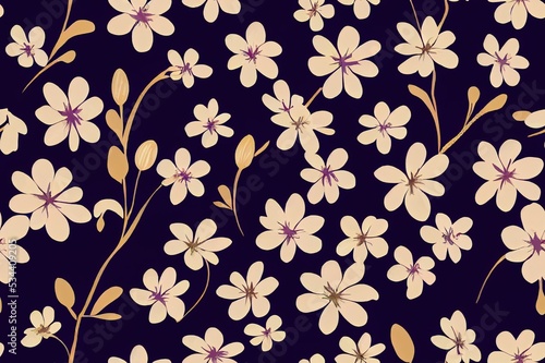 Seamless cute floral pattern in the small flower. Ditsy print. Seamless texture. Elegant template for fashion prints. Printing with small pale flowers. Dark background.