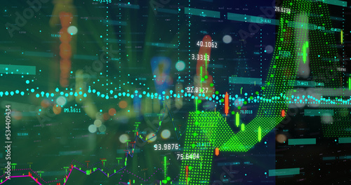 Fotografija Composite image of financial data processing against night city traffic