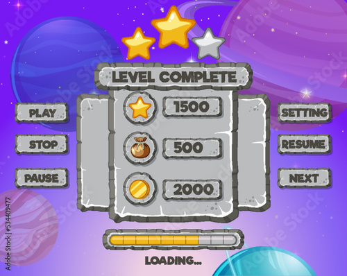Space game background template and elements