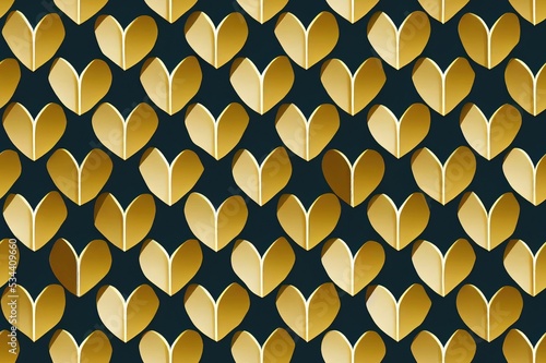 Continuous line hearts. Gold heart seamless pattern. Elegant outlined golden heart. Contemporary outline heart background for wedding design wrapping paper, gift wrappers, wallpapers, prints. 