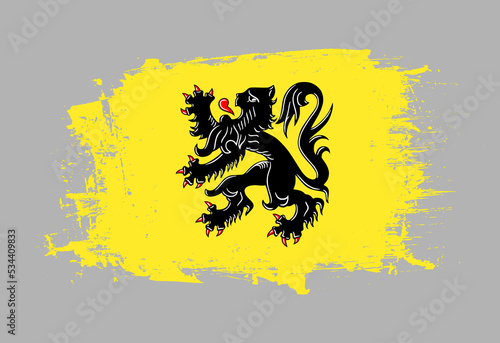 Brush painted national emblem of Flanders country on white background