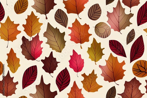 Autumn colorful seamless pattern with acorns and oak leaves. High quality illustration