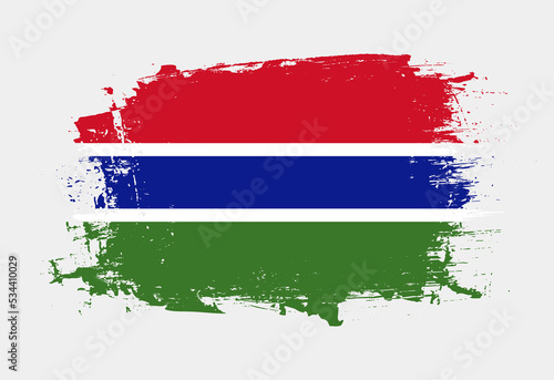 Brush painted national emblem of Gambia country on white background