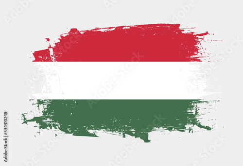 Brush painted national emblem of Hungary country on white background