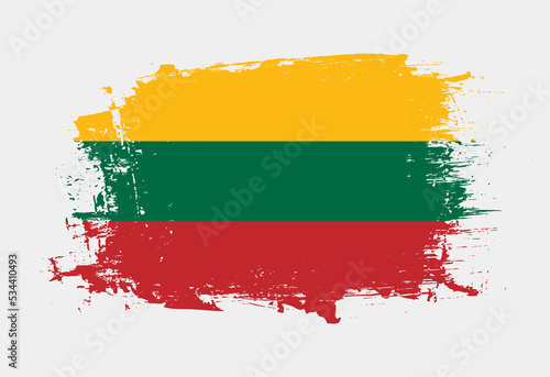 Brush painted national emblem of Lithuania country on white background