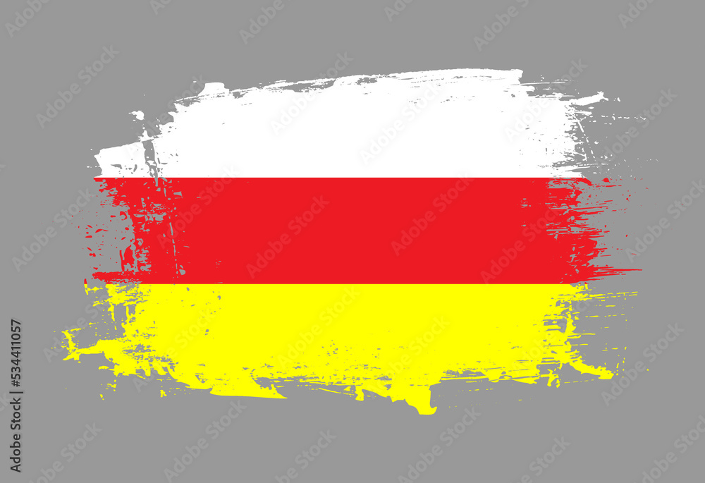 Fototapeta premium Brush painted national emblem of North Ossetia country on white background