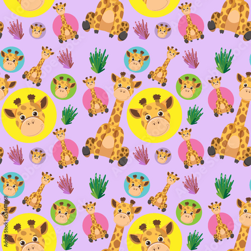 Cute giraffe seamless pattern
