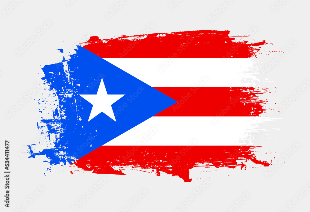 Brush painted national emblem of Puerto Rico country on white background