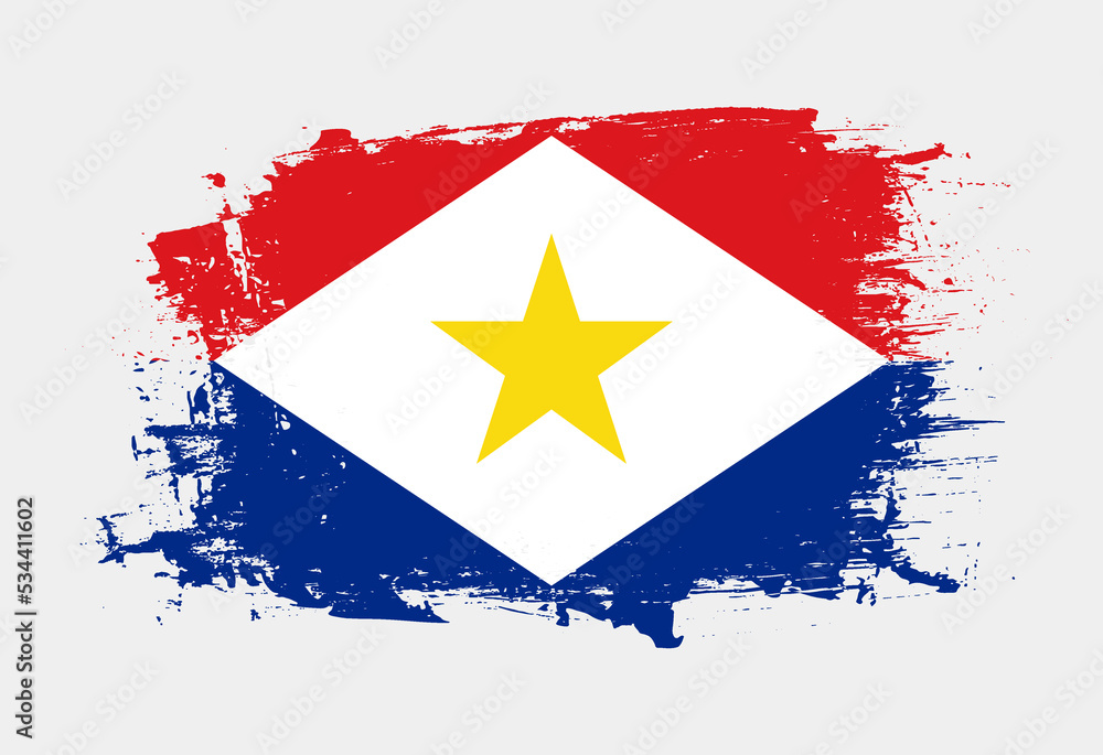 Fototapeta premium Brush painted national emblem of Saba country on white background